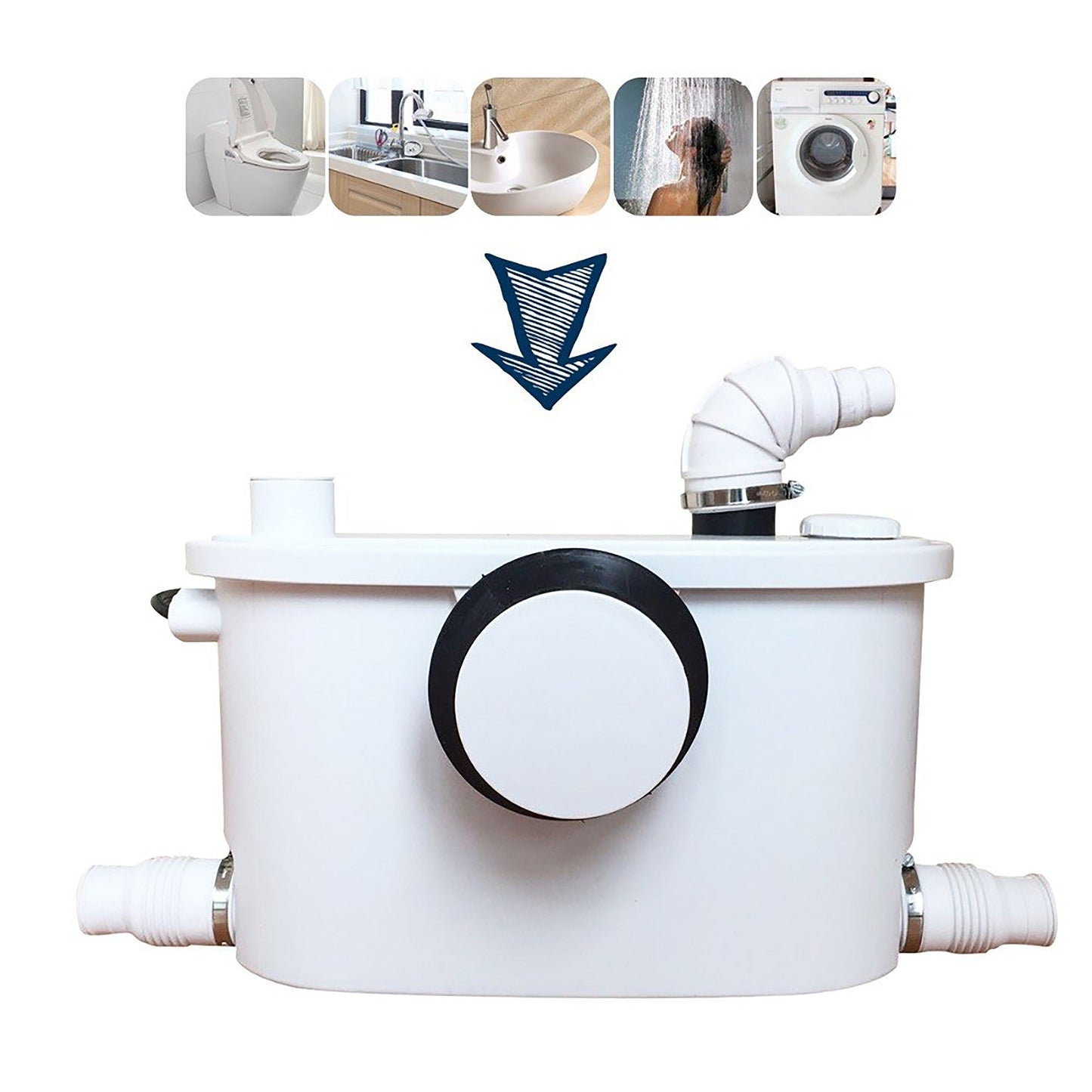 Macerator Pump Sanitary P441 ® Saniflo Alternative 4 in 1 Sanitary Pump IP54 Rating for Toilet, Sink, Shower 400 Watt